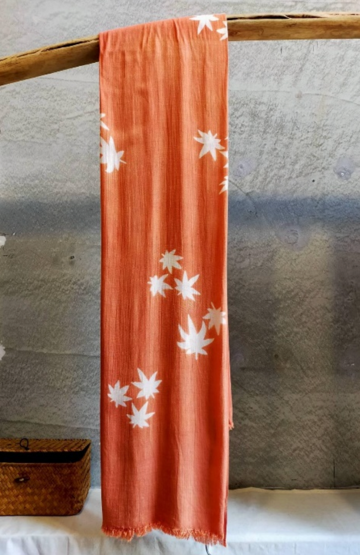 手工藍染圍巾 純萃系列-秋楓