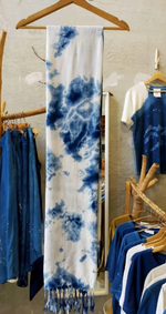 將圖像加載到畫廊查看器中，手工藍染圍巾 天空系列-晴空
